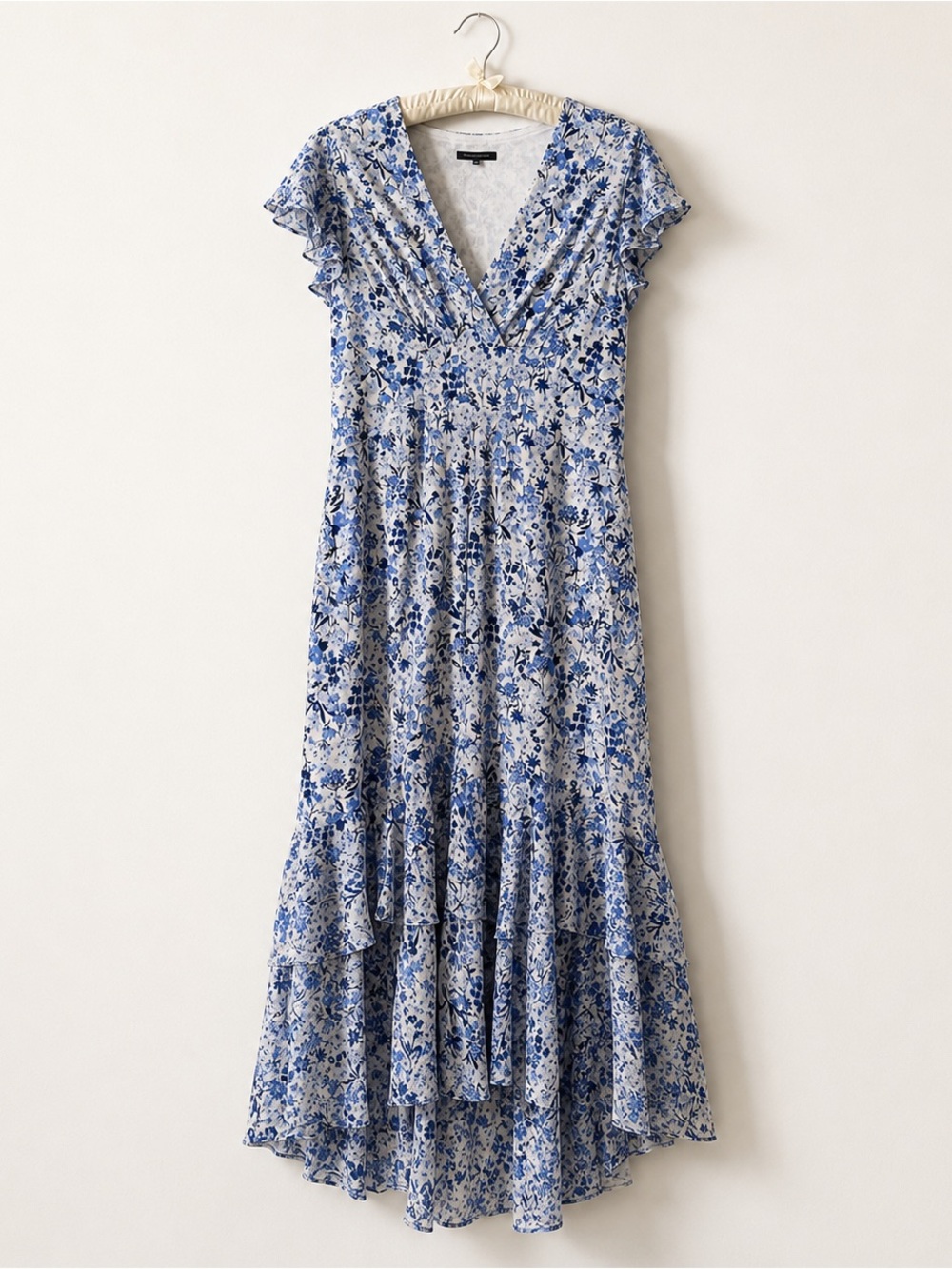 Tommy Hilfiger White Dress with Blue Floral Print Maxi